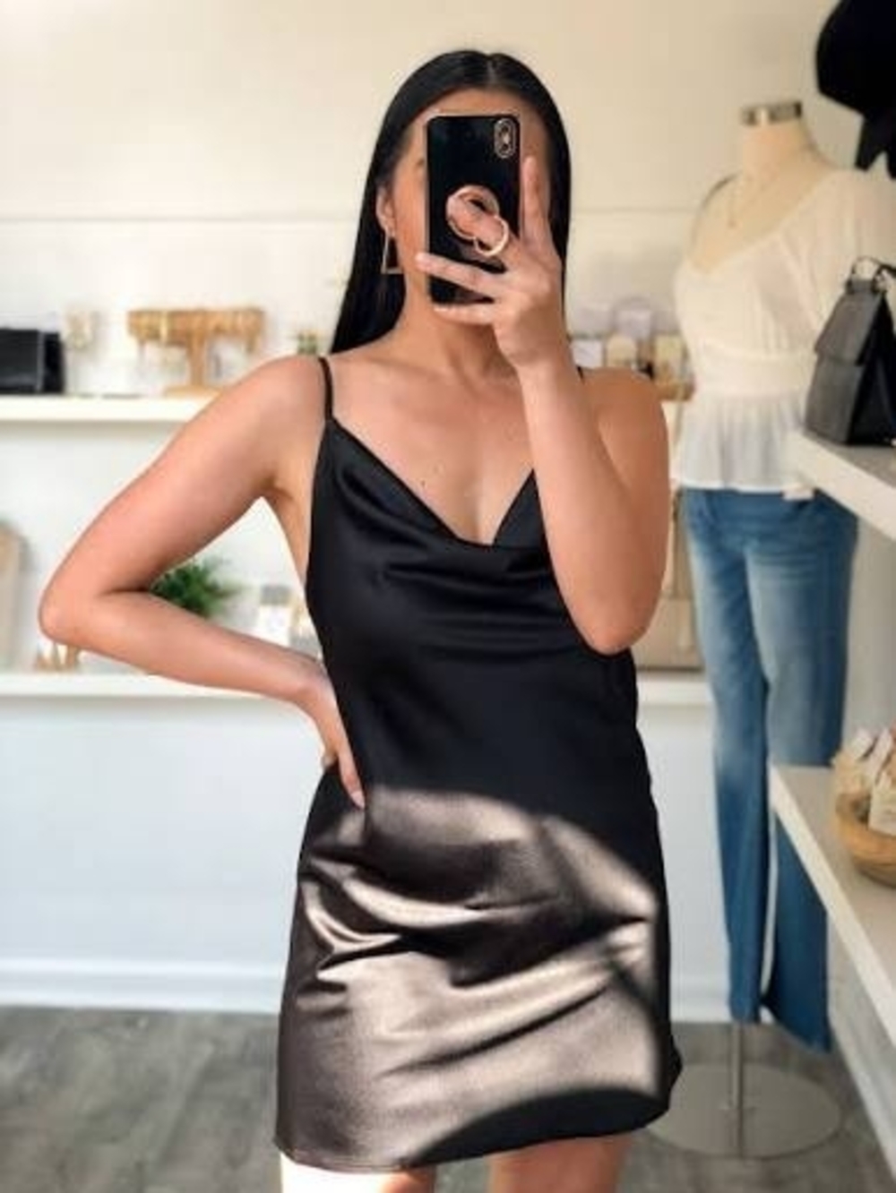 H&M Black Satin Slip Dress